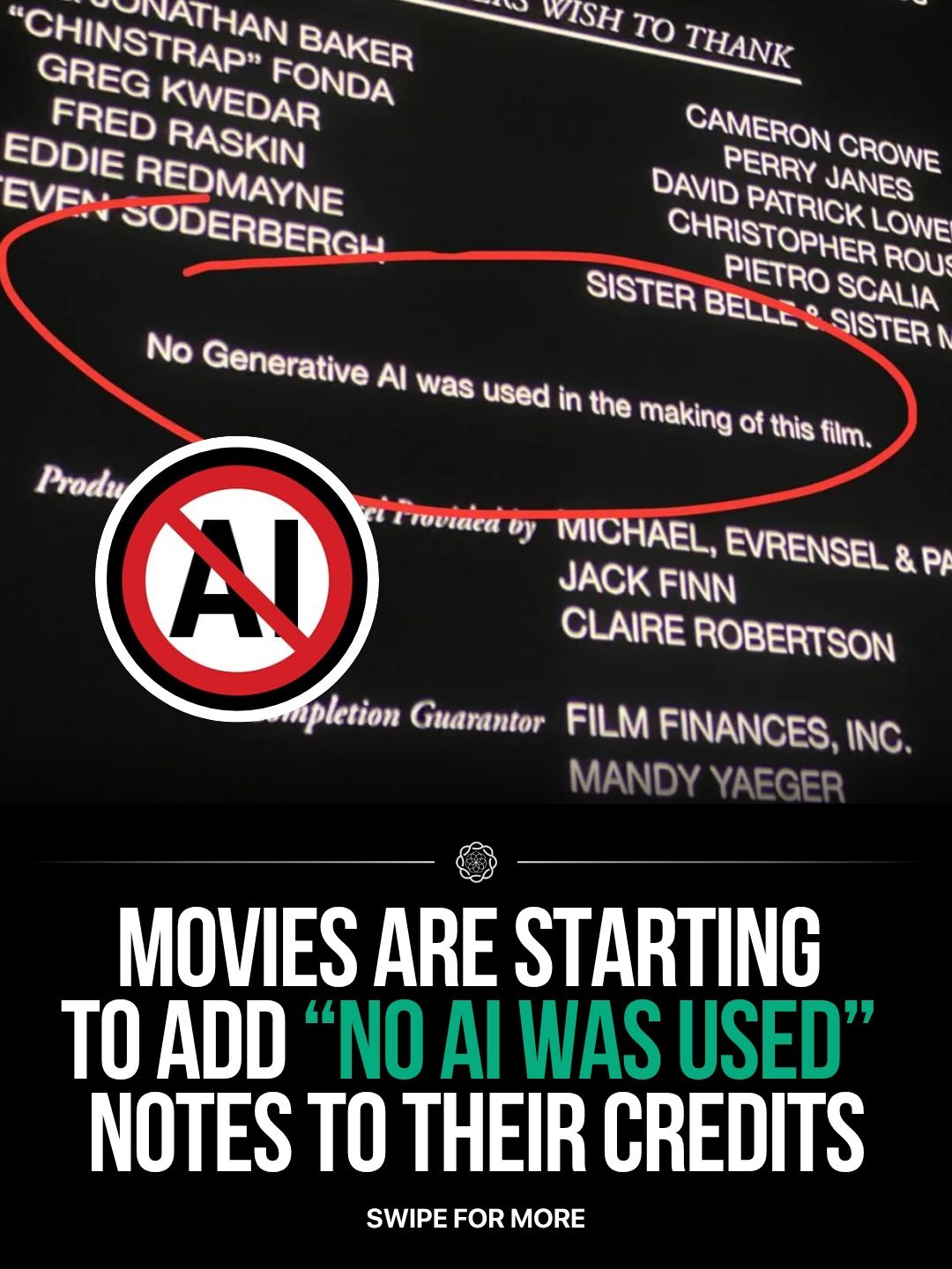 Films and TV Shows Add "No AI" Credits