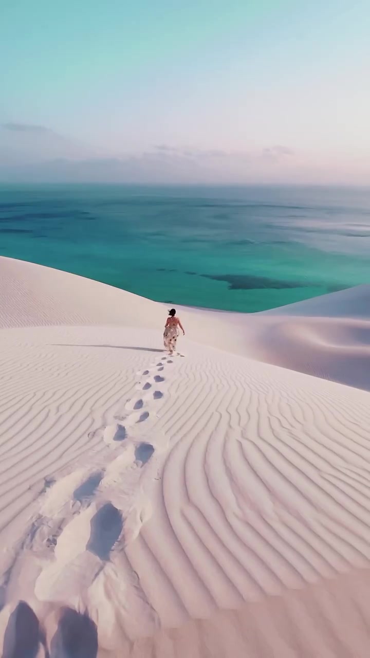 Desert Landscape and Person: Footprints in the Sand