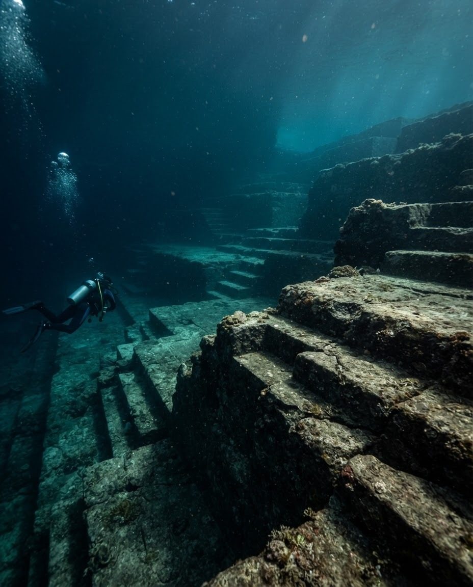 Underwater Ruins: Diver's Exploration