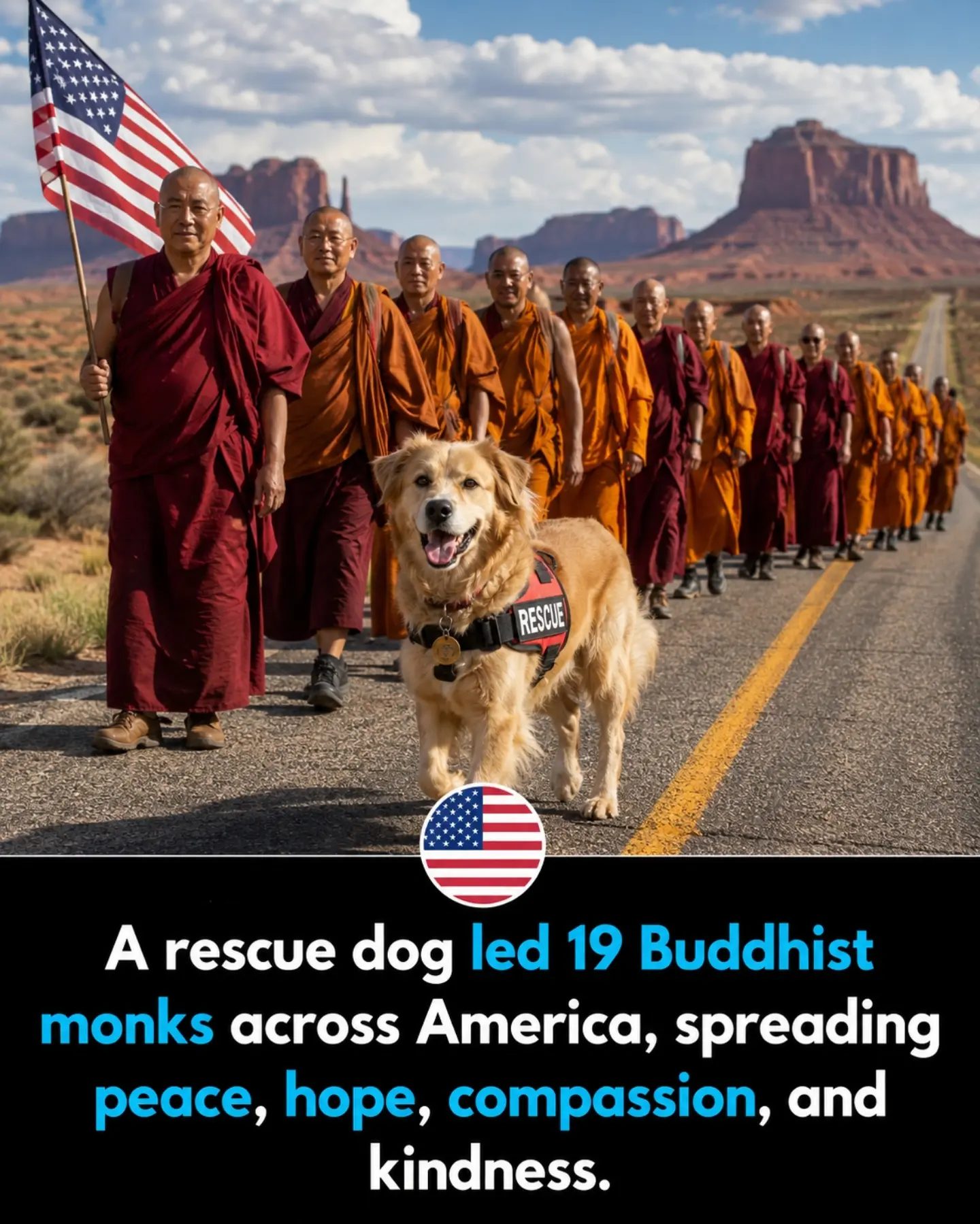 Monks, Dog, and Monument Valley: A Peaceful Journey
