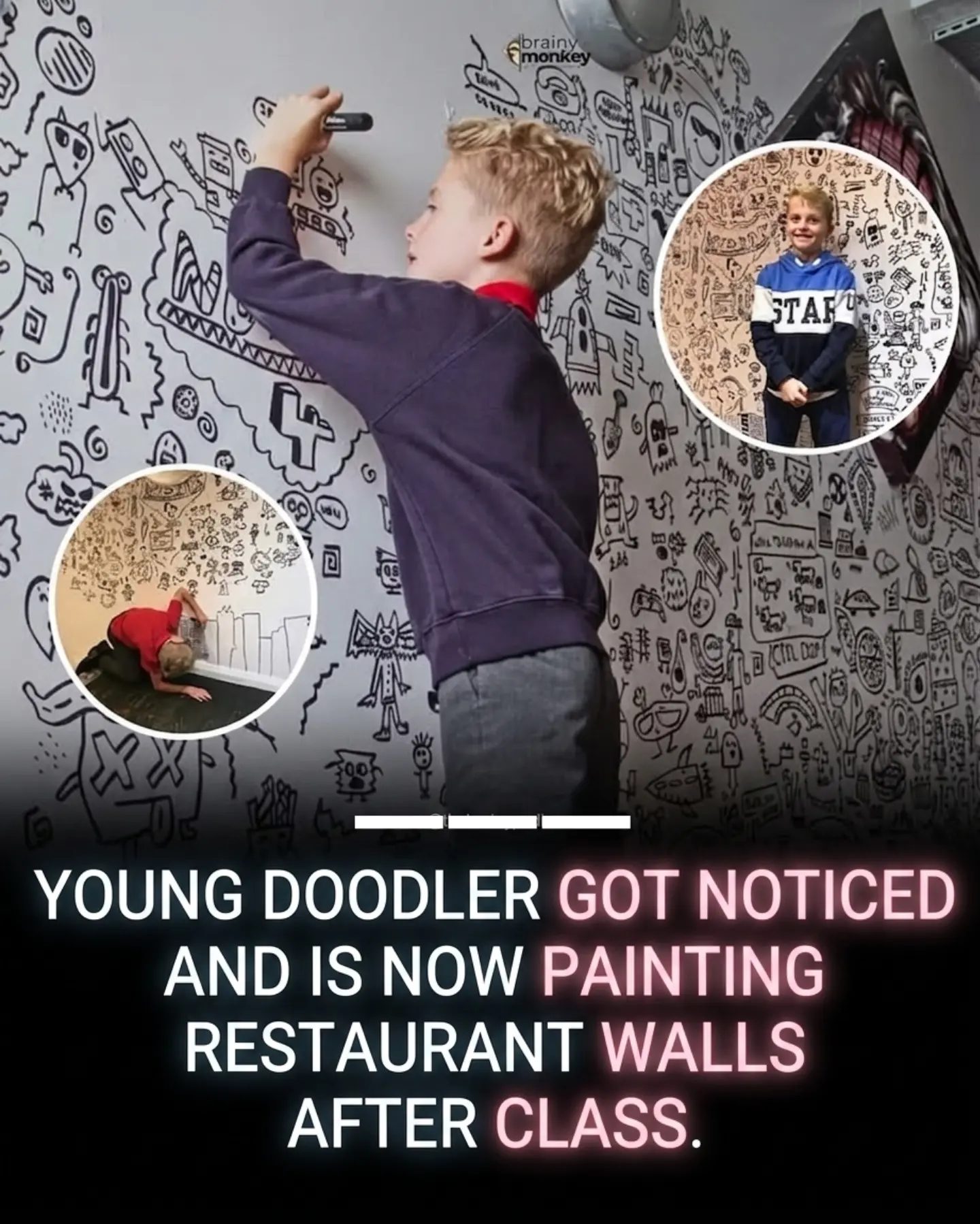 Young Doodler Turns Classroom Art into Restaurant Murals