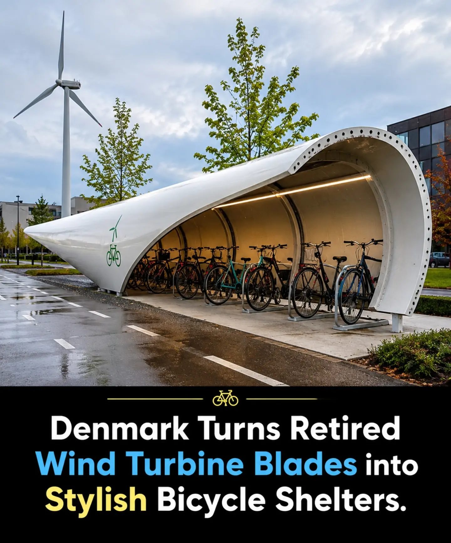 How Denmark's Wind Turbine Blades are Becoming Stylish Bicycle Shelters