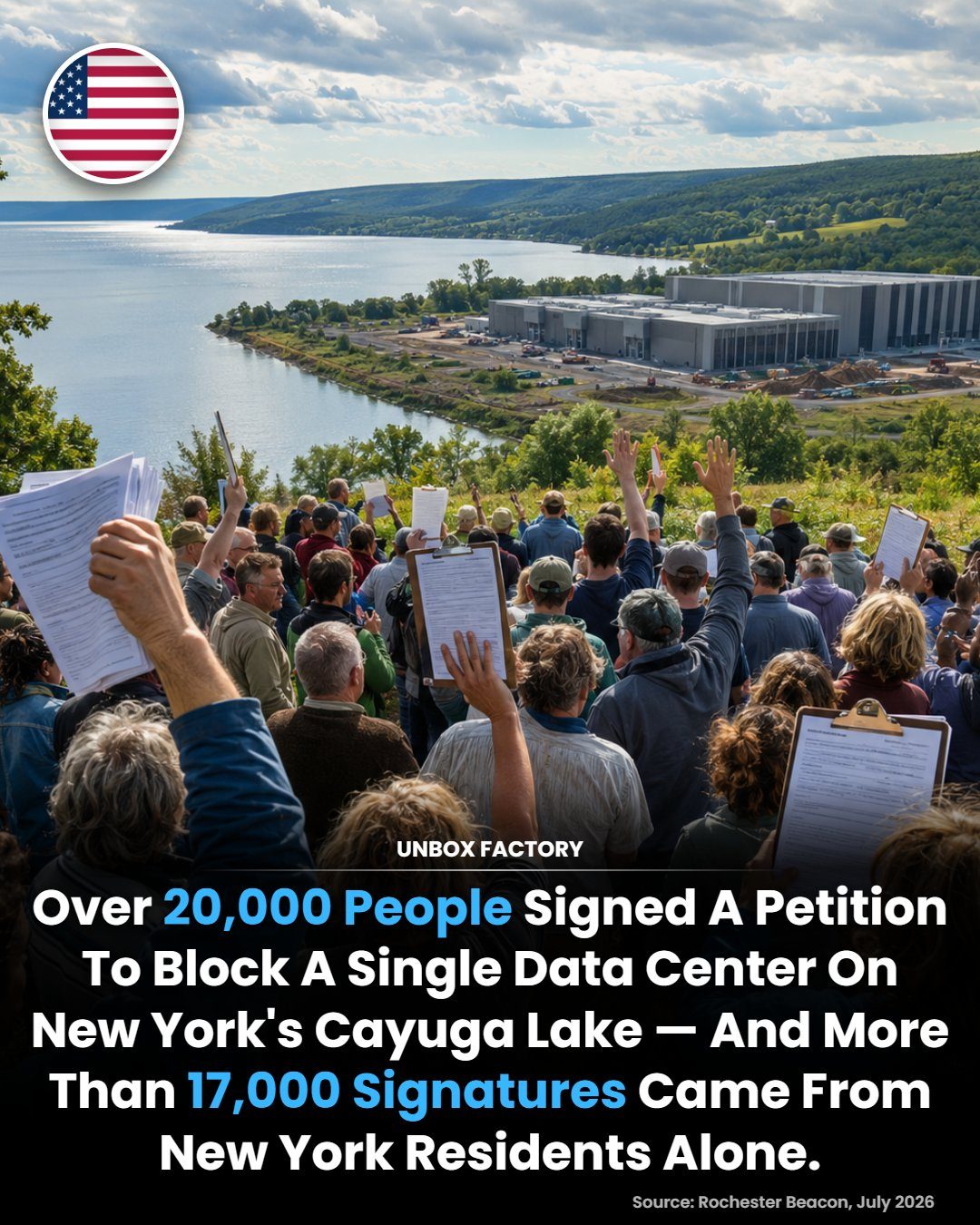 Massive Protest Erupts Over AI Data Center Near Cayuga Lake