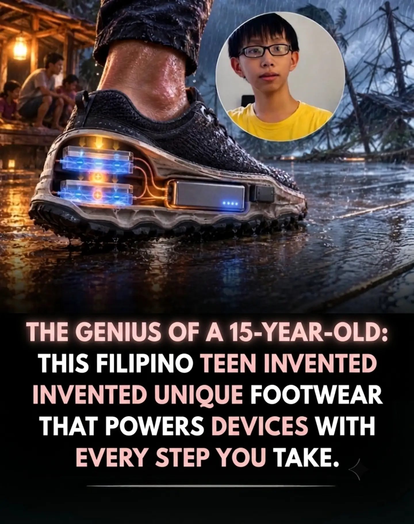 Filipino Teen's Footwear Powers Devices with Every Step