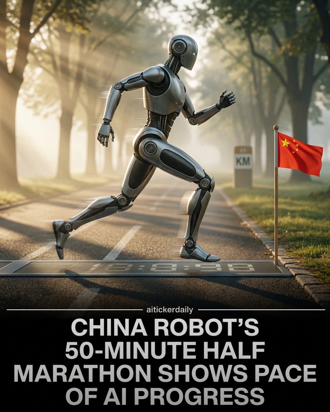 China's AI Robot Sets New Half-Marathon Record in 50 Minutes