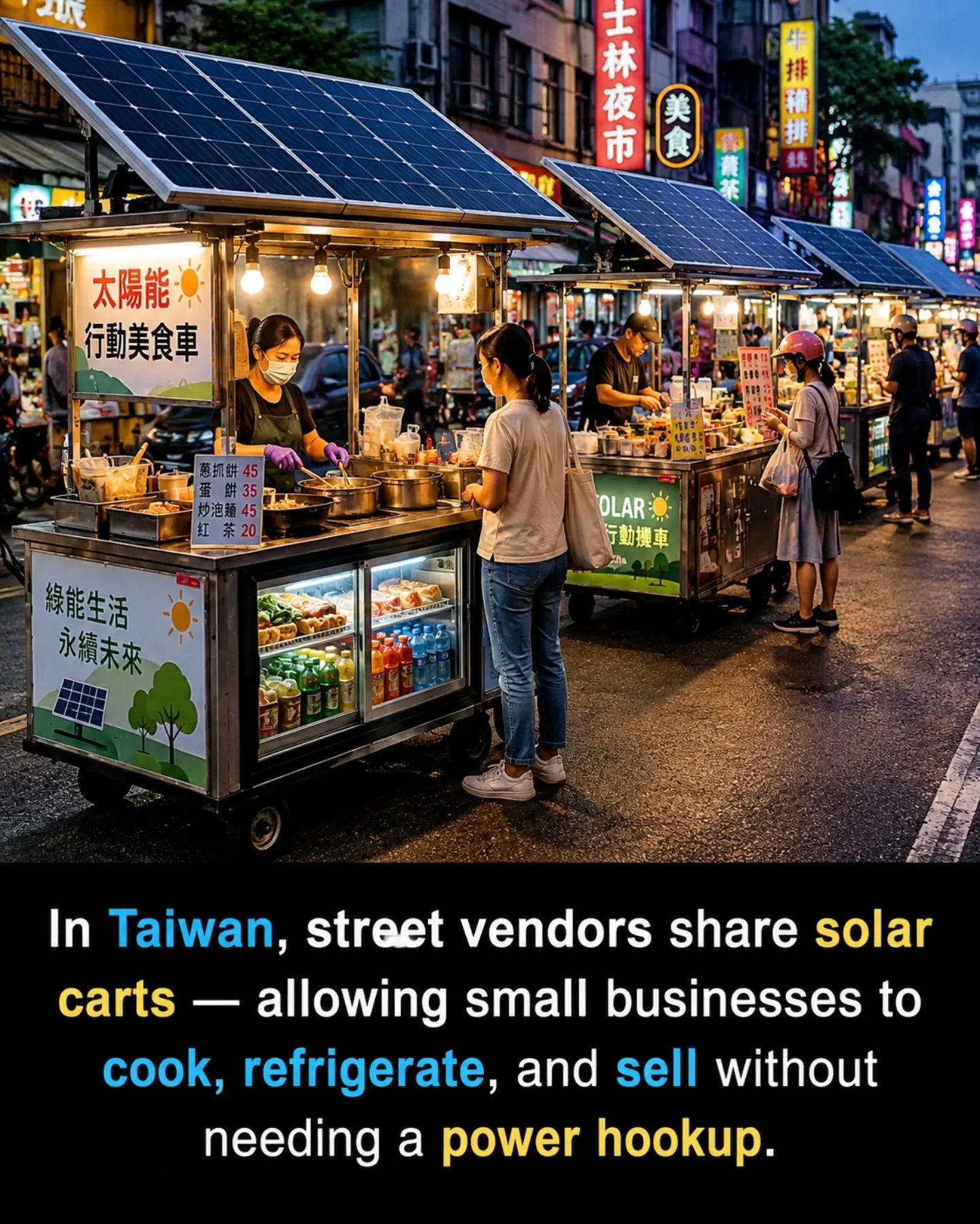 Taiwan's Street Vendors Go Green with Solar-Powered Food Carts