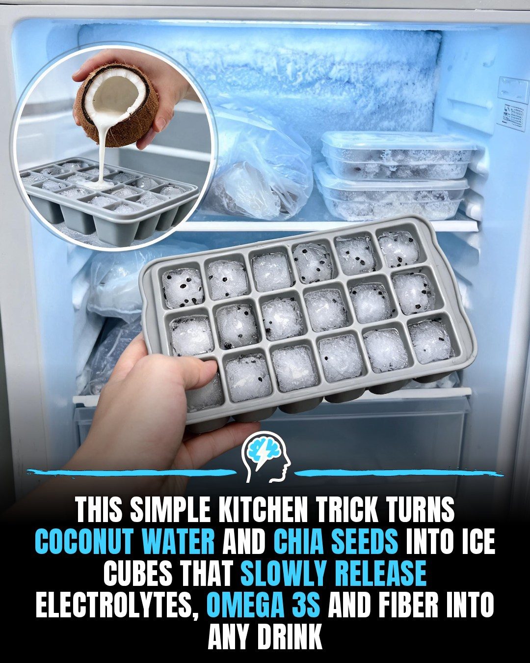 Effortless Hydration Hack: Coconut Water and Chia Seeds Ice Cubes