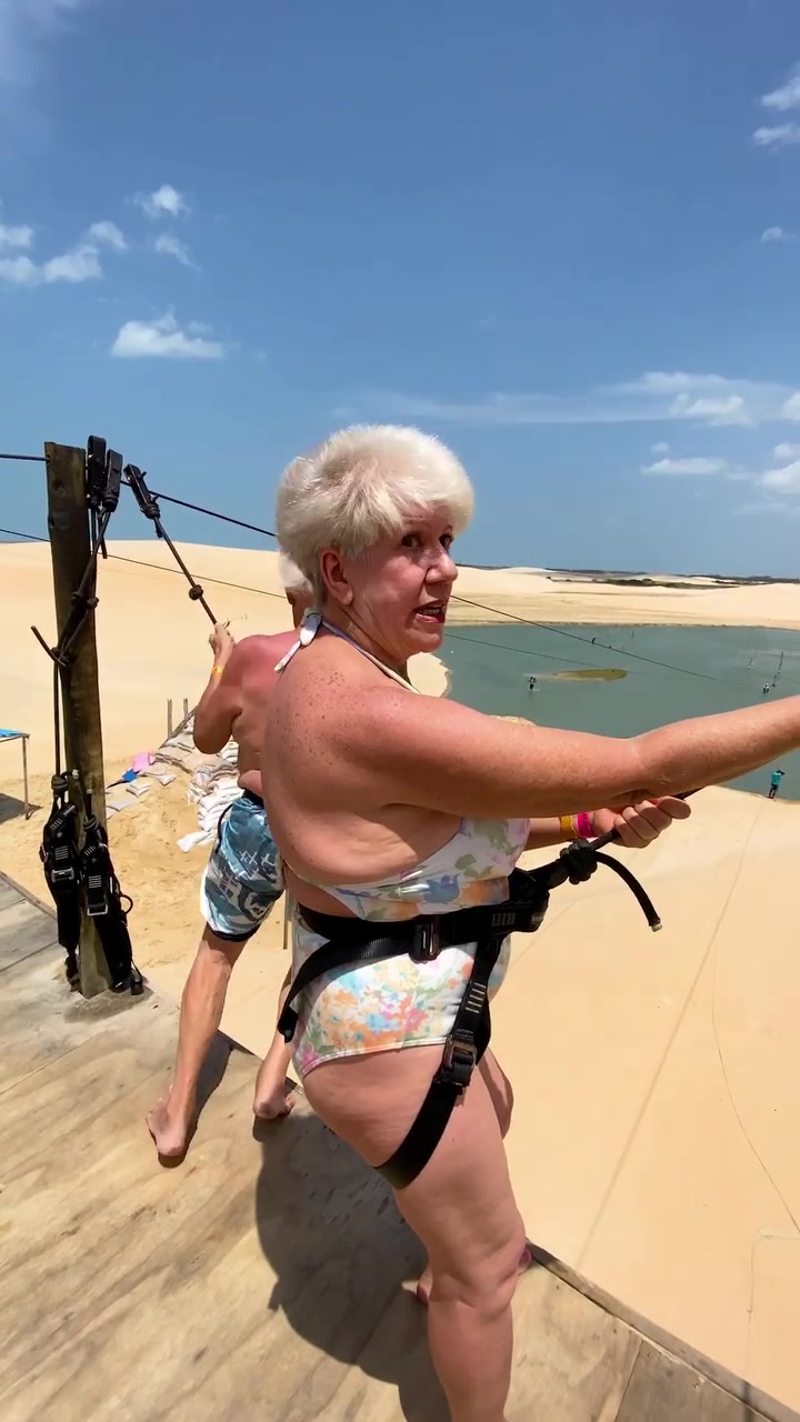 Elderly Couple Ziplining in Jericoacoara, Brazil