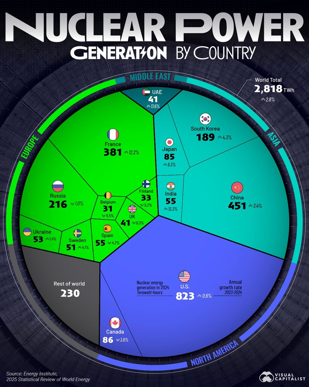 Nuclear Power by Country: 2024 Generation Data