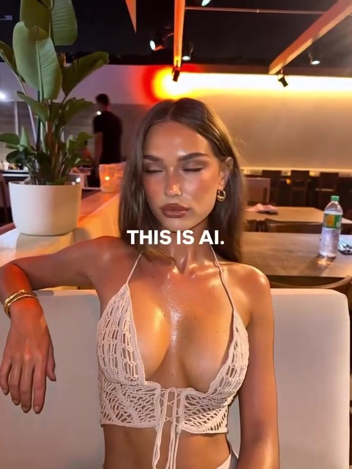 AI Fashion Look: White Crochet Top & Bronzed Makeup