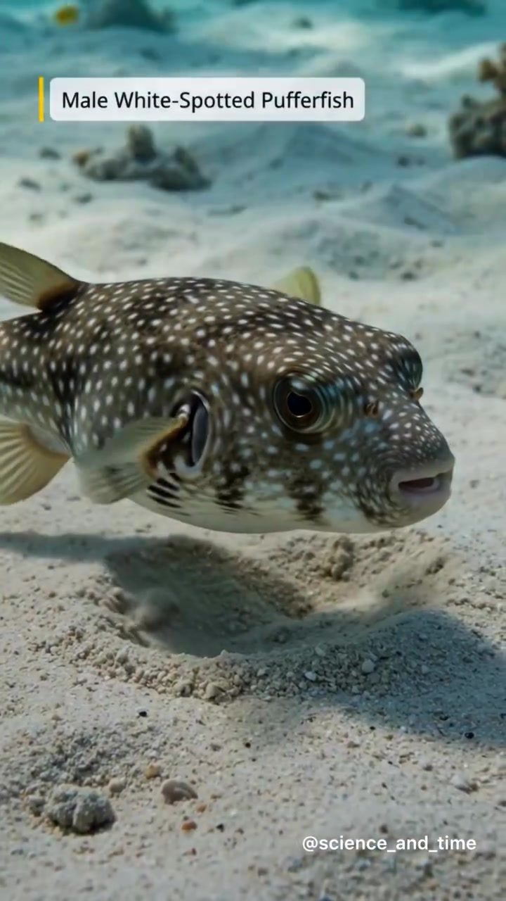 The Intricate Sand Circle Courtship of the Male White-Spotted Pufferfish