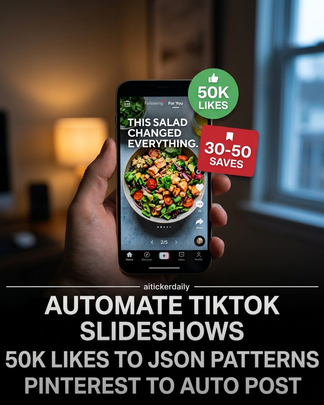 Automate TikTok & Pinterest Slideshows with `aitickerdaily`