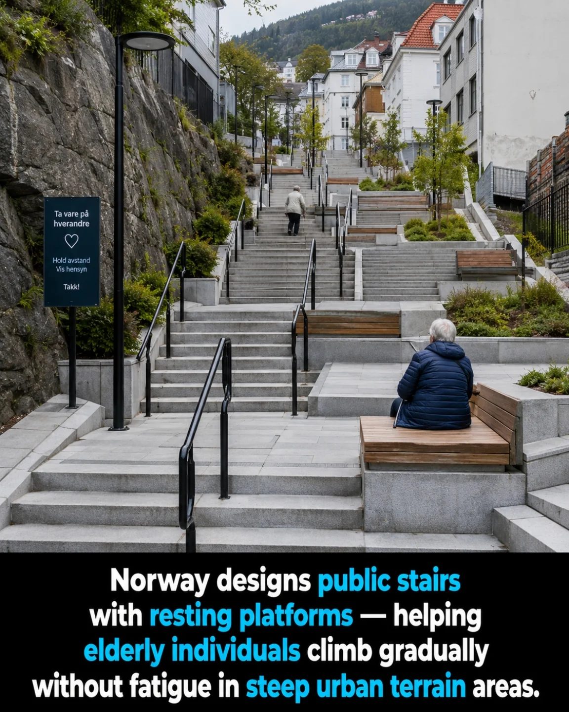 Innovative Public Staircase Design in Norway for Elderly Access