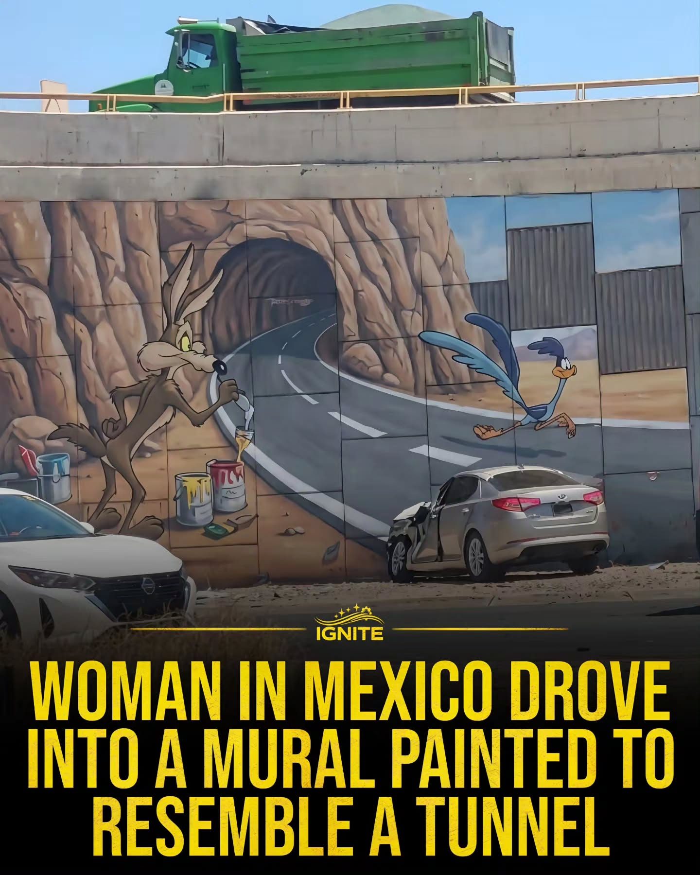 Mural Damaged by Car Crash in Mexico