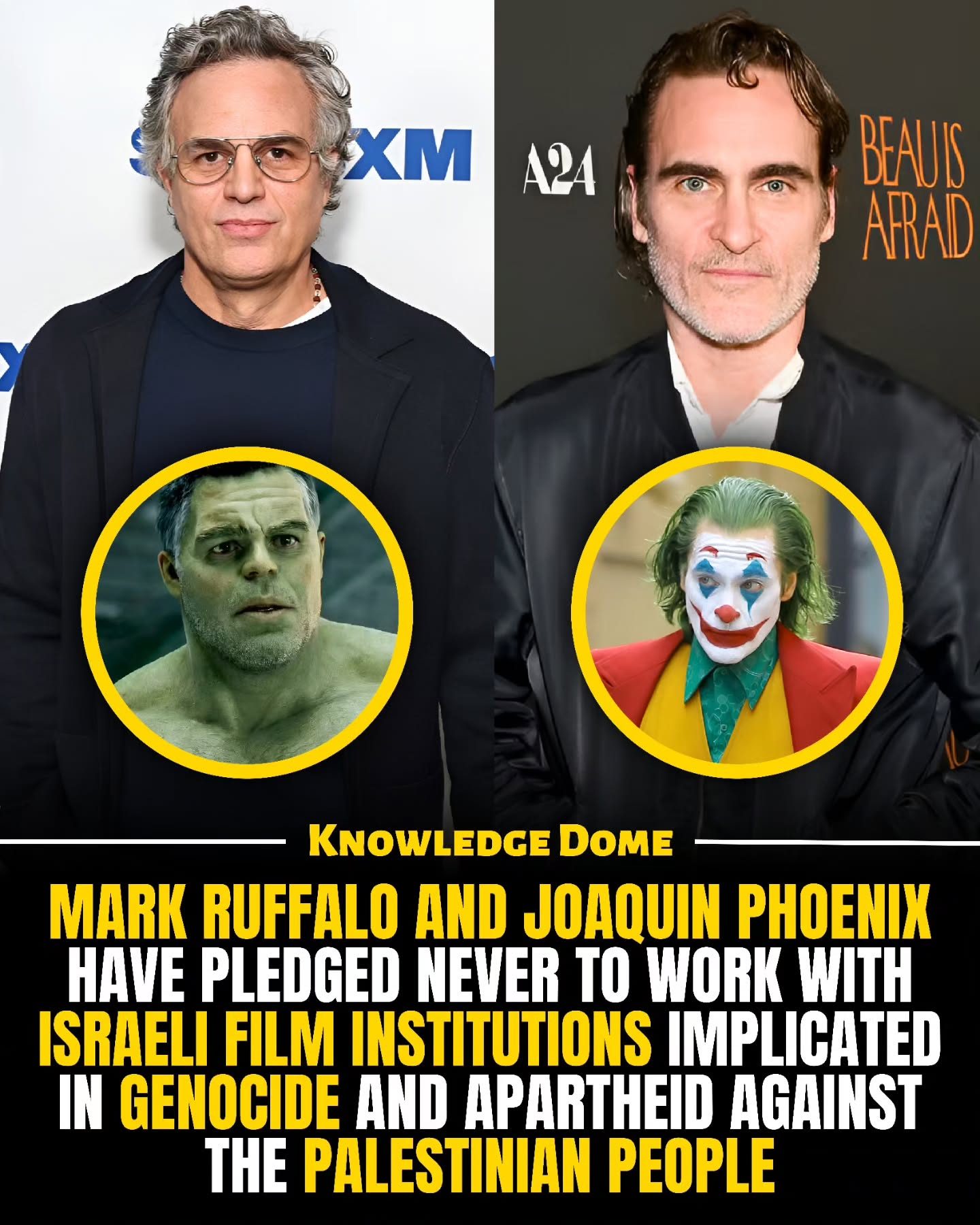 Mark Ruffalo and Joaquin Phoenix Lead Boycott of Israeli Film Institutions