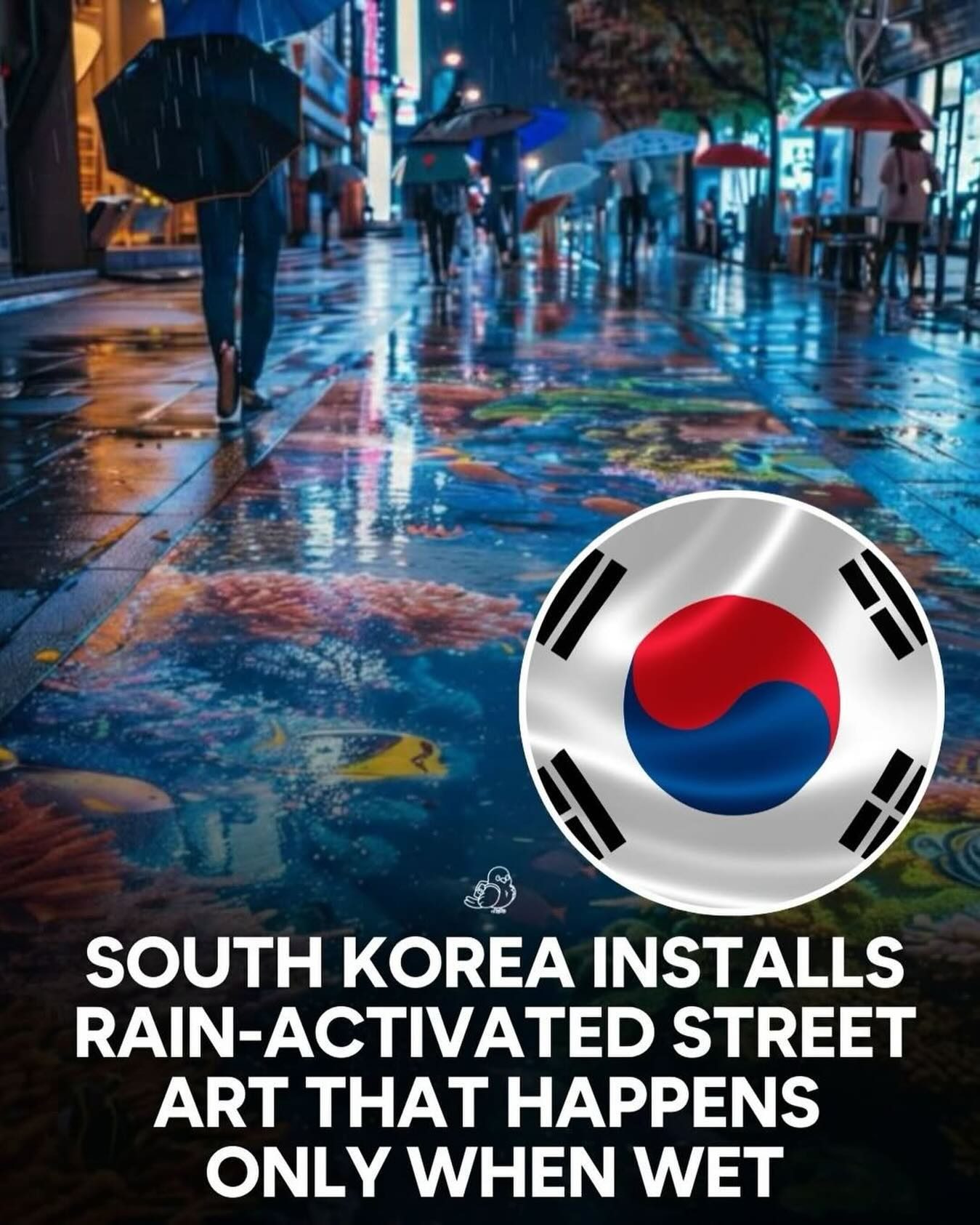 South Korea's Unique Rain-Activated Street Art