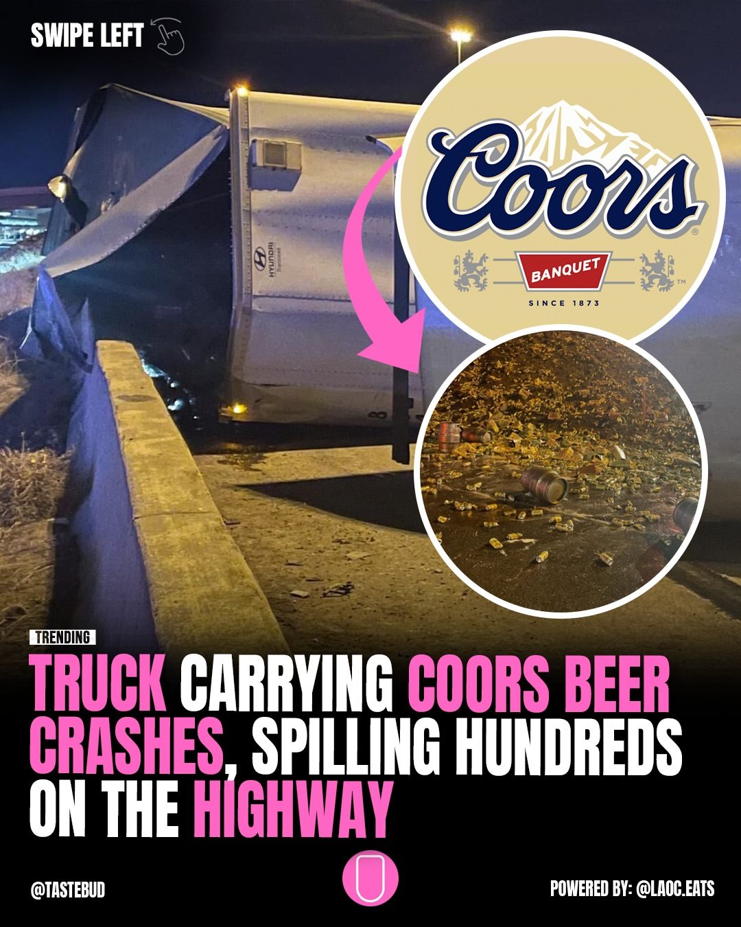 Coors Beer Spill: Semi Truck Crash on Highway