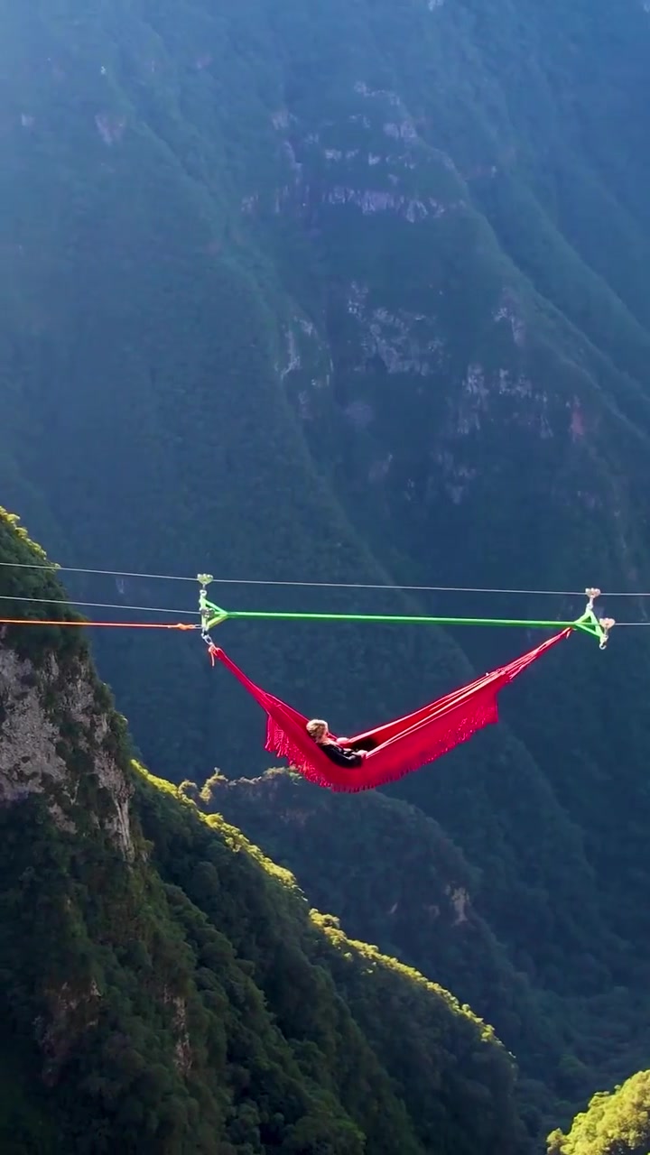 Hammock Adventure Between Mountain Peaks