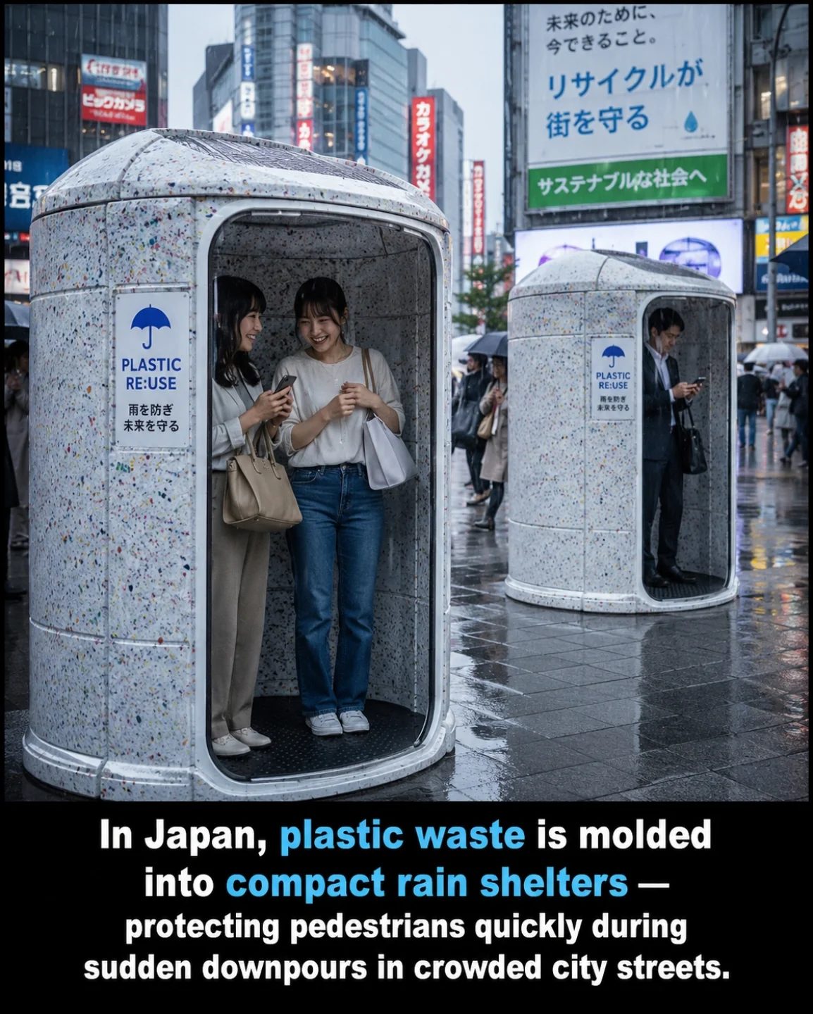 Japan's Innovative Recycled Plastic Rain Shelters