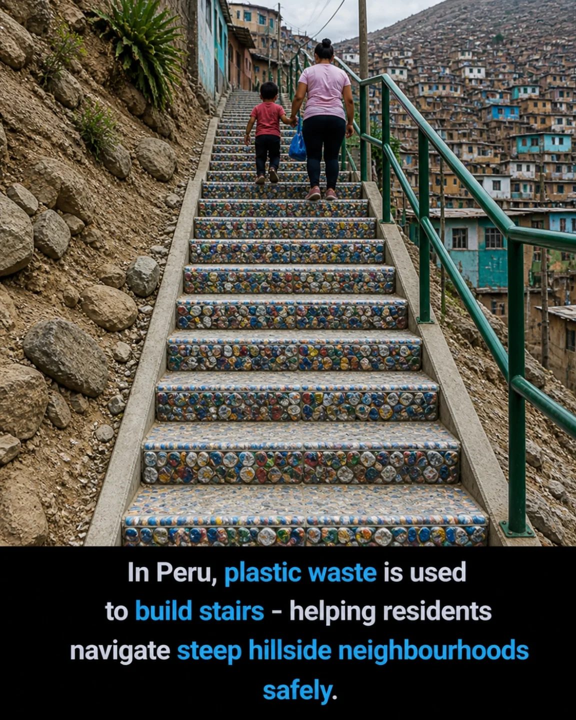 **Recycled Plastic Stairs Boost Accessibility in Peru's Hillside Neighborhoods**