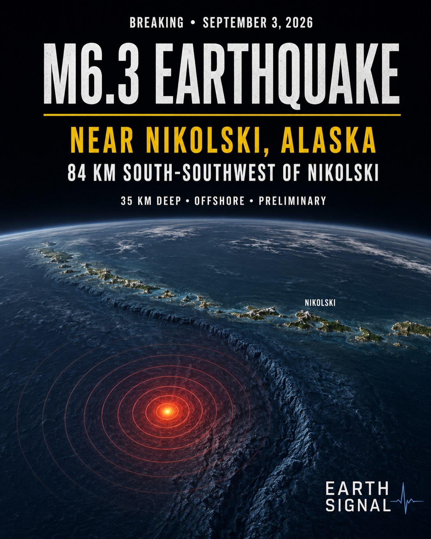Magnitude 6.3 Earthquake Strikes Near Nikolski, Alaska