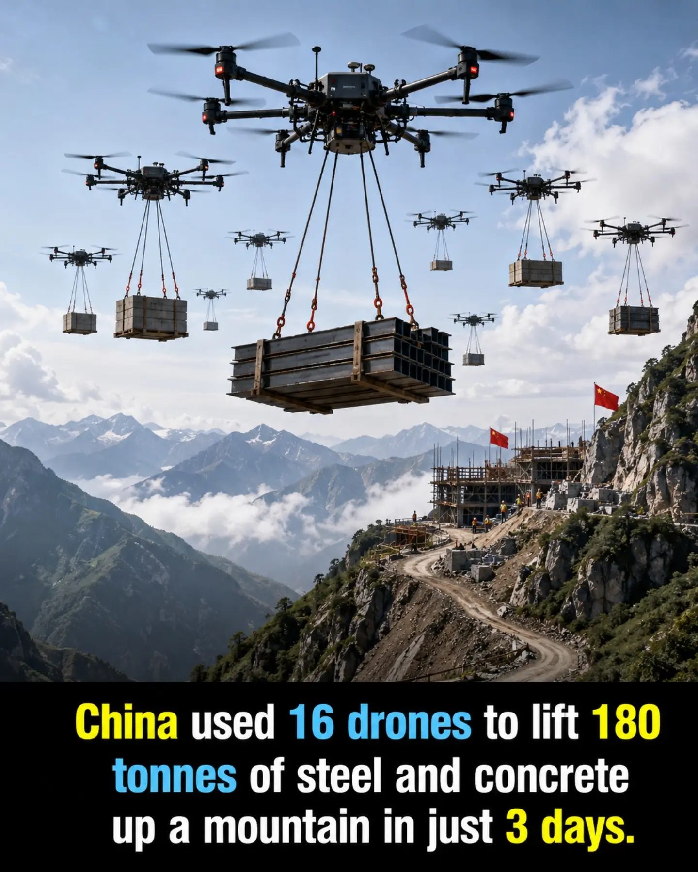 How Drones Lifted 180 Tonnes of Materials Up a Mountain in 3 Days