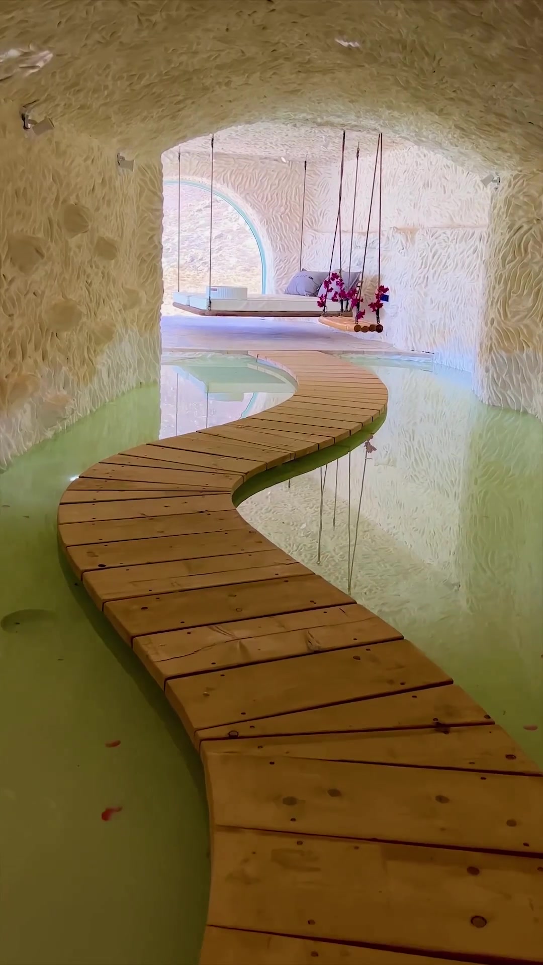 Unique Resort Pool with Swing Platform