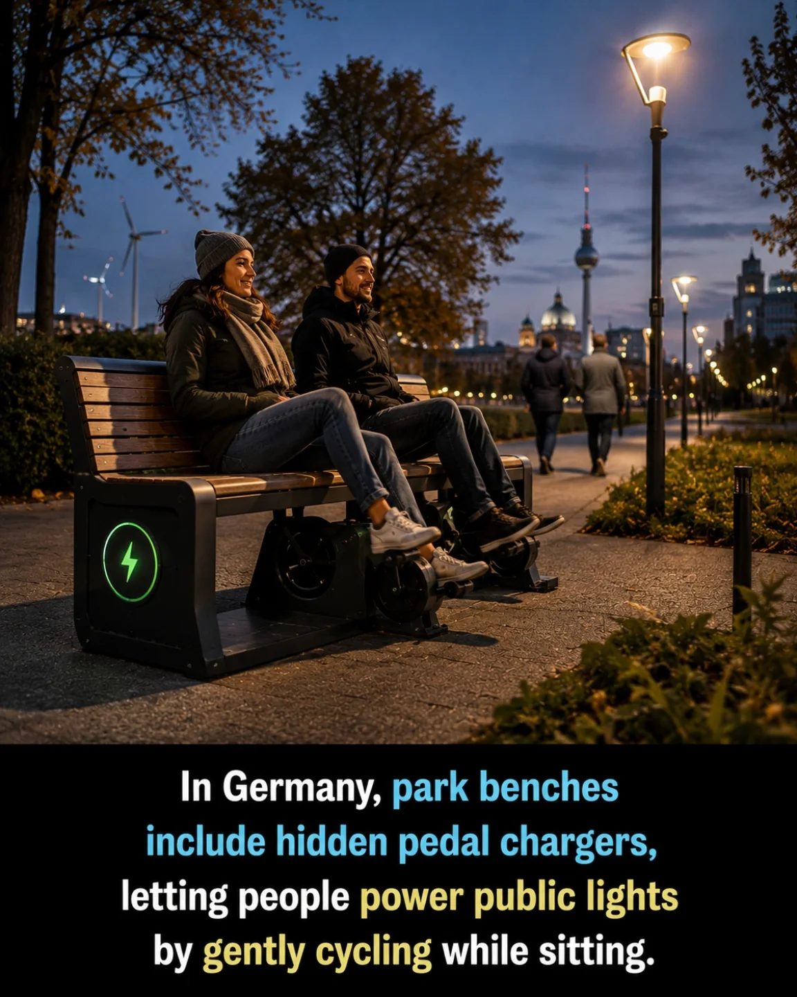 Germany's Pedal-Powered Park Benches Light Up Public Spaces
