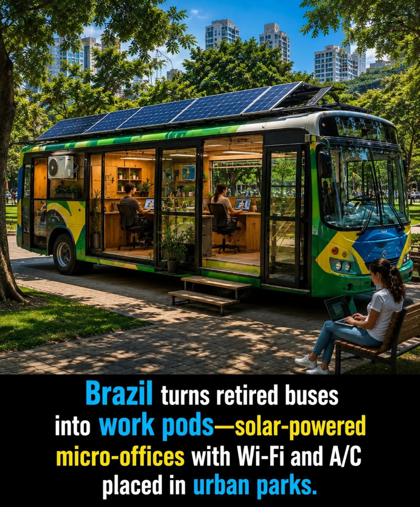 Solar-Powered Mobile Offices: Brazil's Bus Conversion