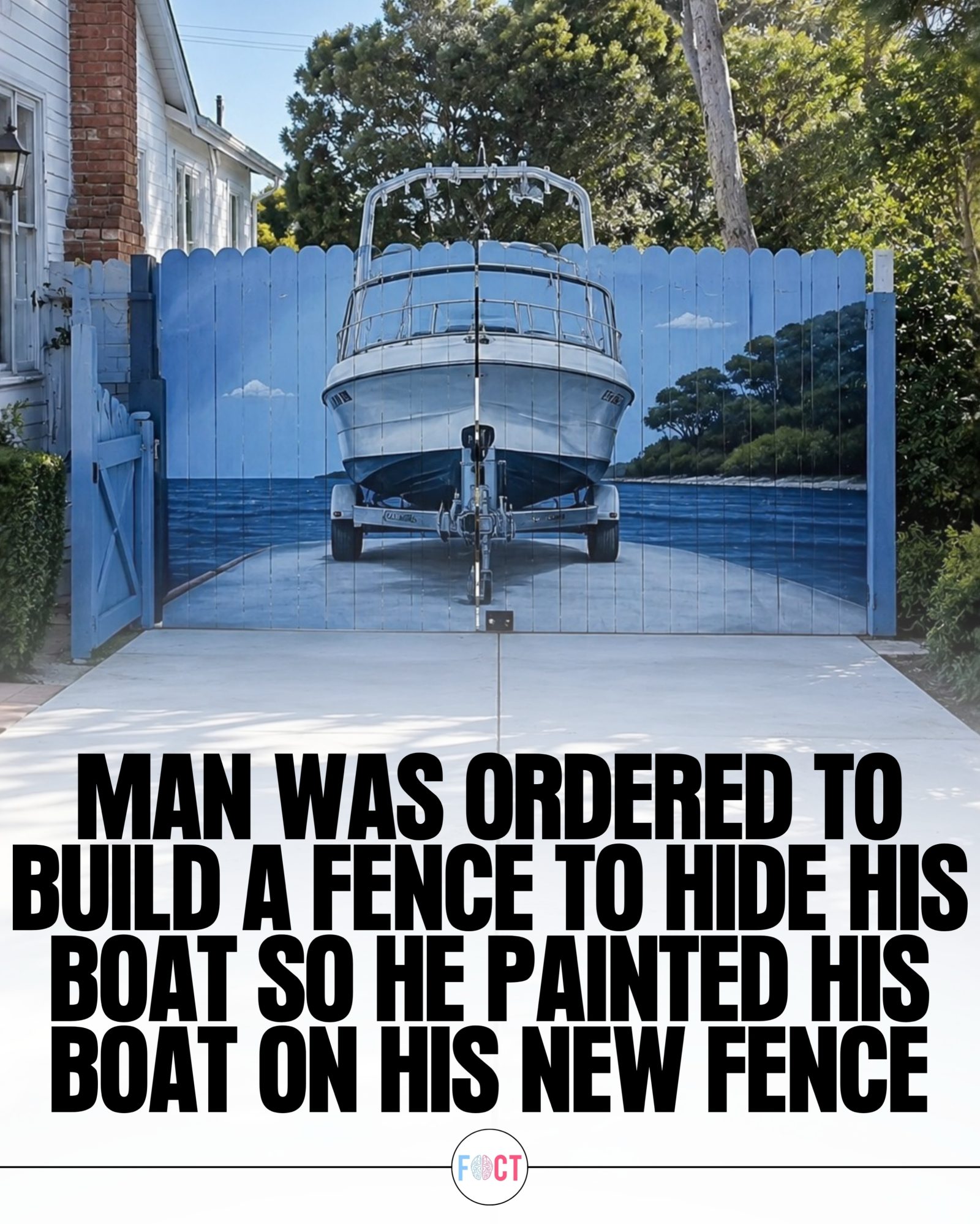 Man Turns Fence Requirement into Artistic Boat Mural
