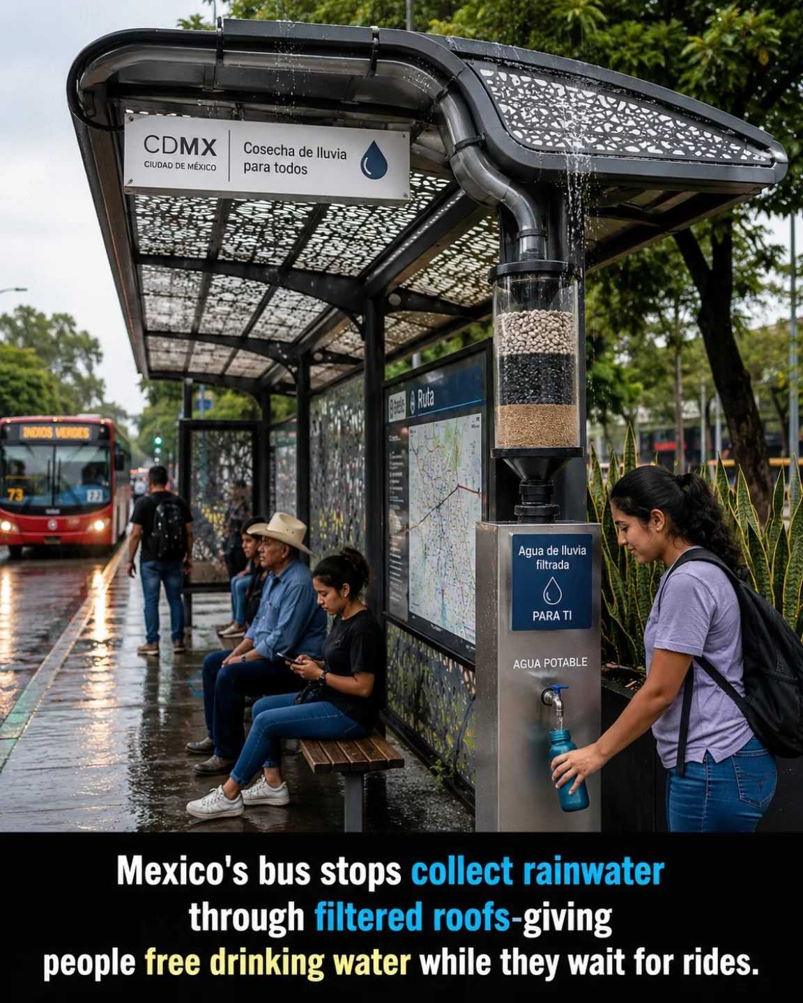 Innovative Rainwater Harvesting at Mexico City Bus Stops