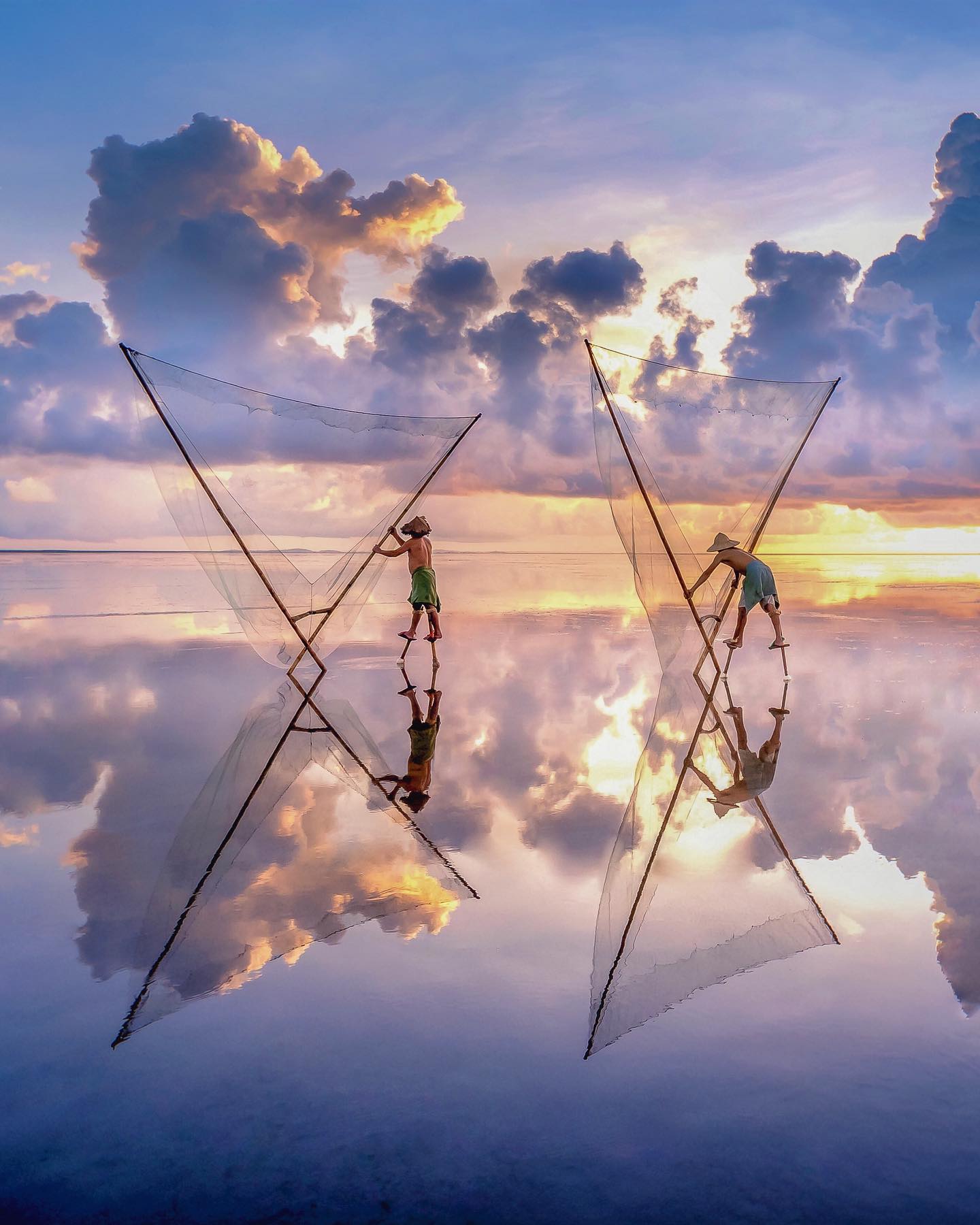 Traditional Fishing at Sunset: Serene Cultural Heritage