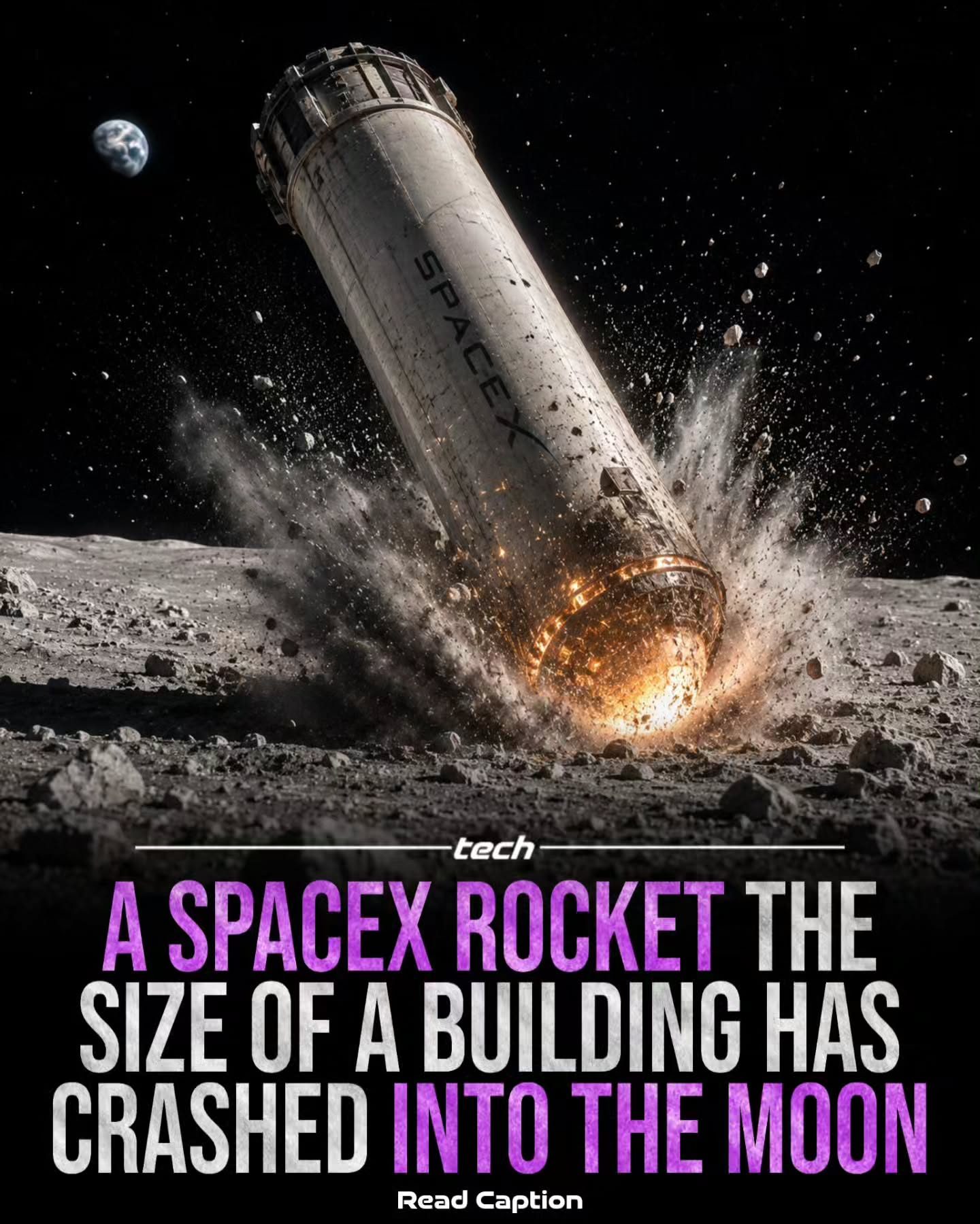 SpaceX Falcon 9 Rocket Stage Crashes into the Moon