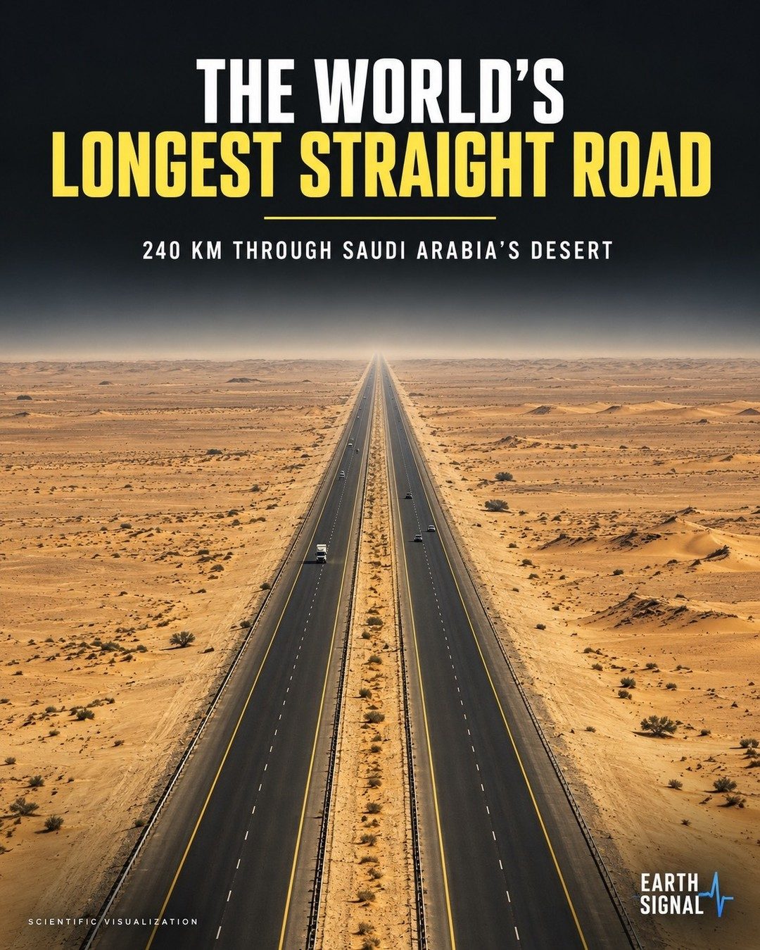 Saudi Arabia's 240 KM Longest Straight Road