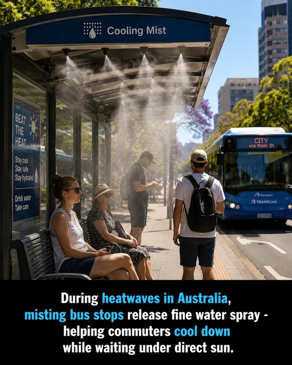 Bus Stops In Australia Use Cooling Mist to Beat the Heat