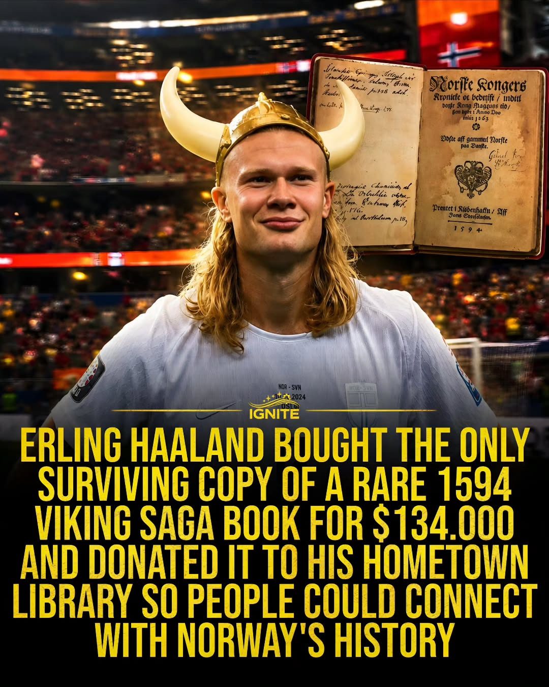 Erling Haaland's $134K Viking Saga Book Donation to Hometown Library