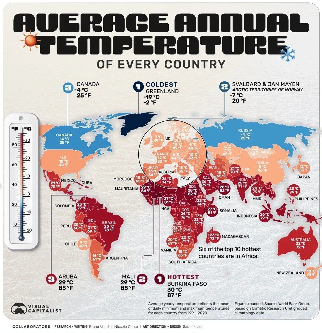 World Map Reveals Global Temperature Extremes