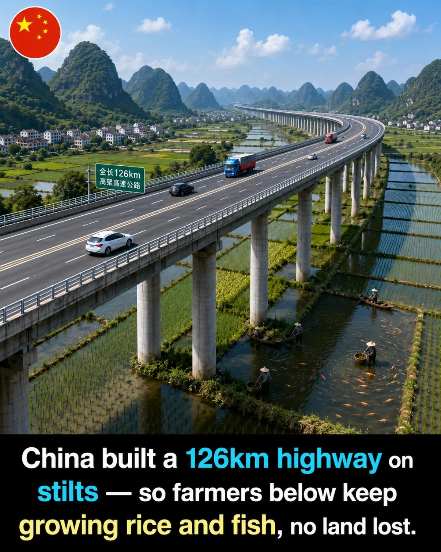 China's Innovative Highway: Farmland Preserved Under Elevated Road