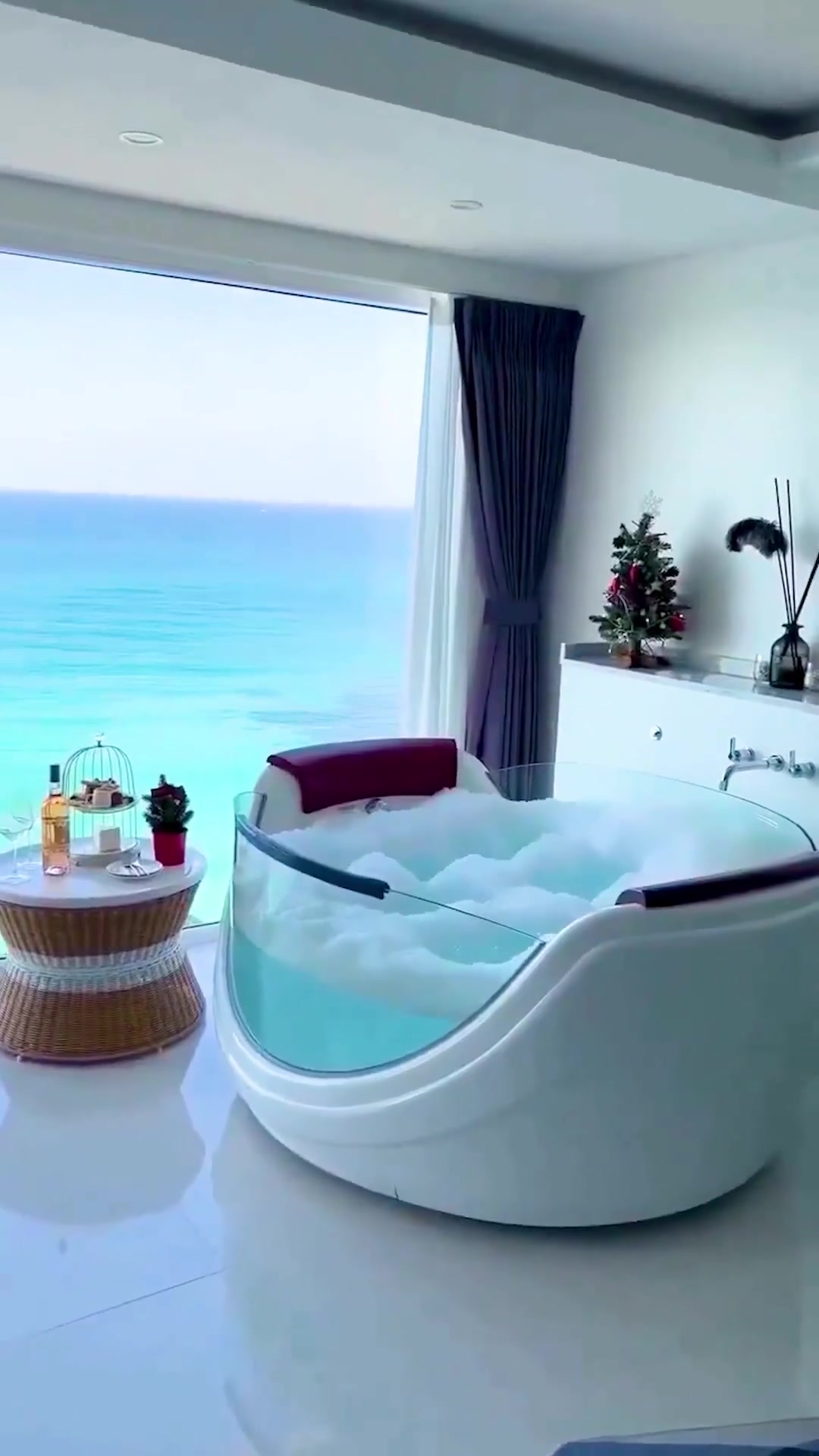 Luxury Bathroom with Ocean View Jacuzzi Tub