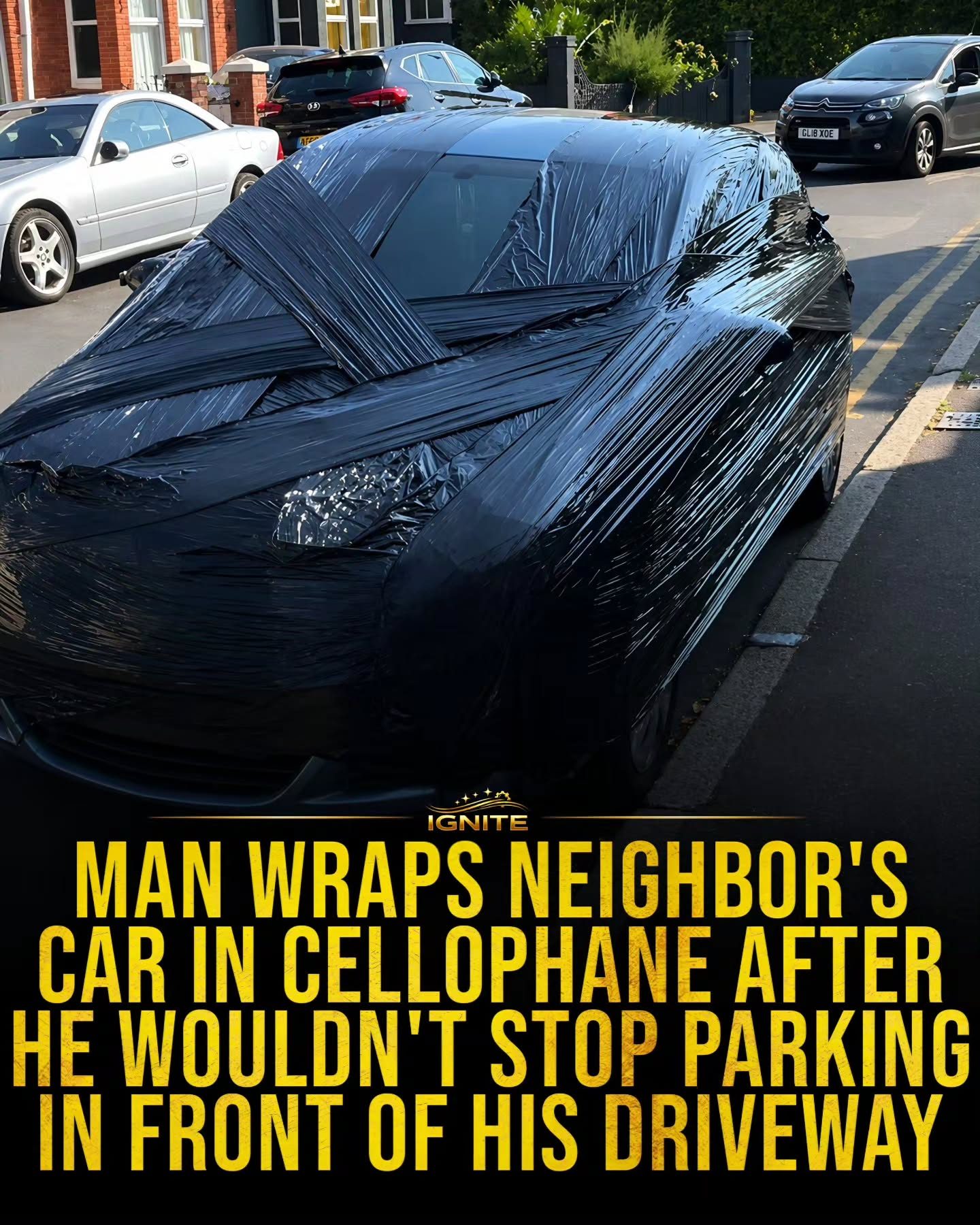 Neighbor's Car Prank: Cellophane Wrap After Parking Dispute