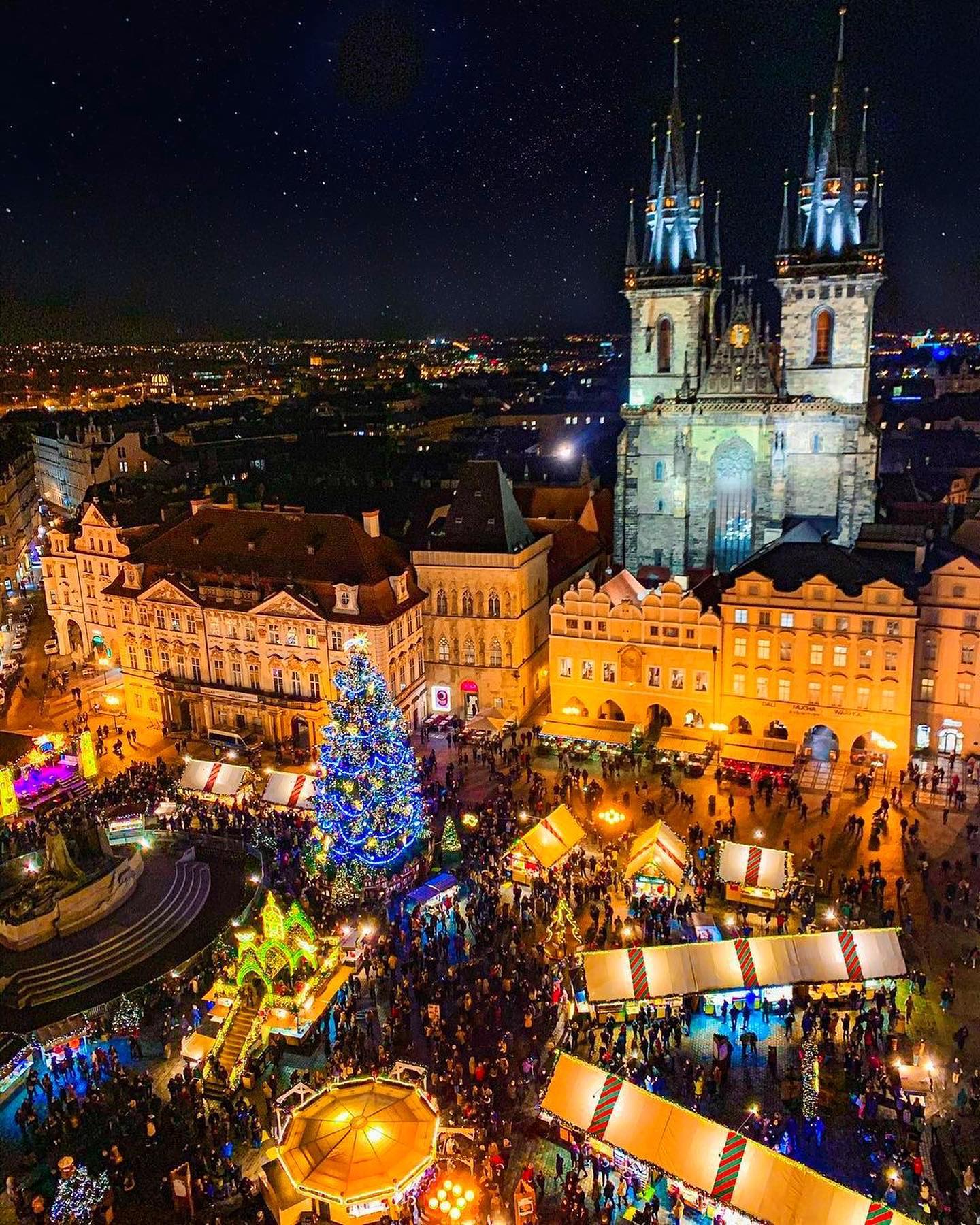 Prague Christmas Market: Festive Aerial Views