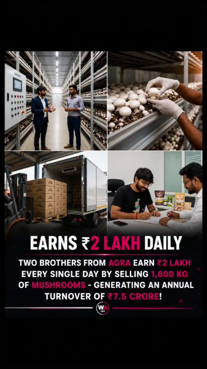 Two Brothers' ₹7.5 Crore Mushroom Farming Success in Agra
