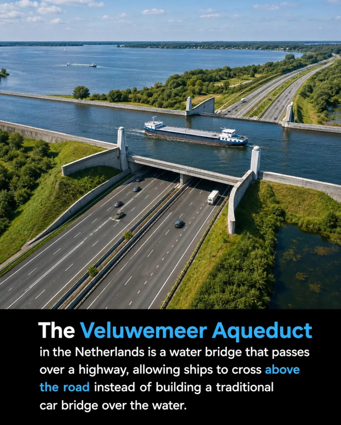 The Veluwemeer Aqueduct: A Unique Water Bridge in the Netherlands