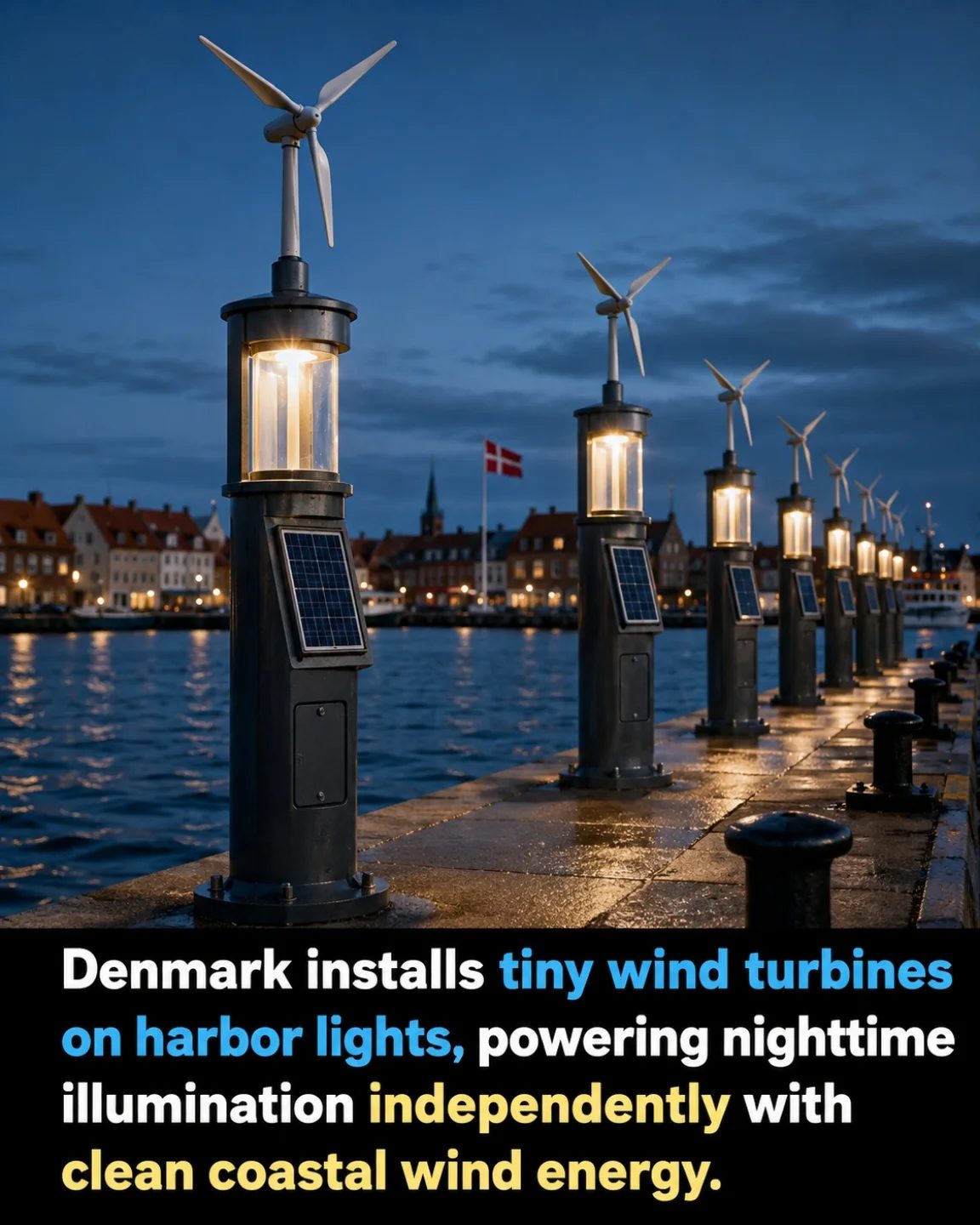 Denmark's Wind Turbines Light Up Harbors with Coastal Wind