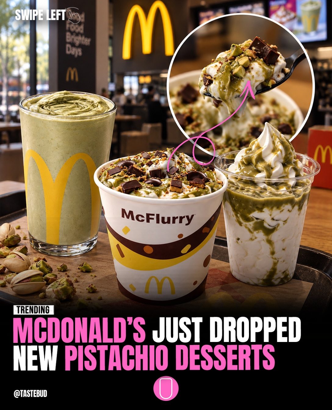 McDonald's New Pistachio Desserts: Milkshake, McFlurry, Sundae