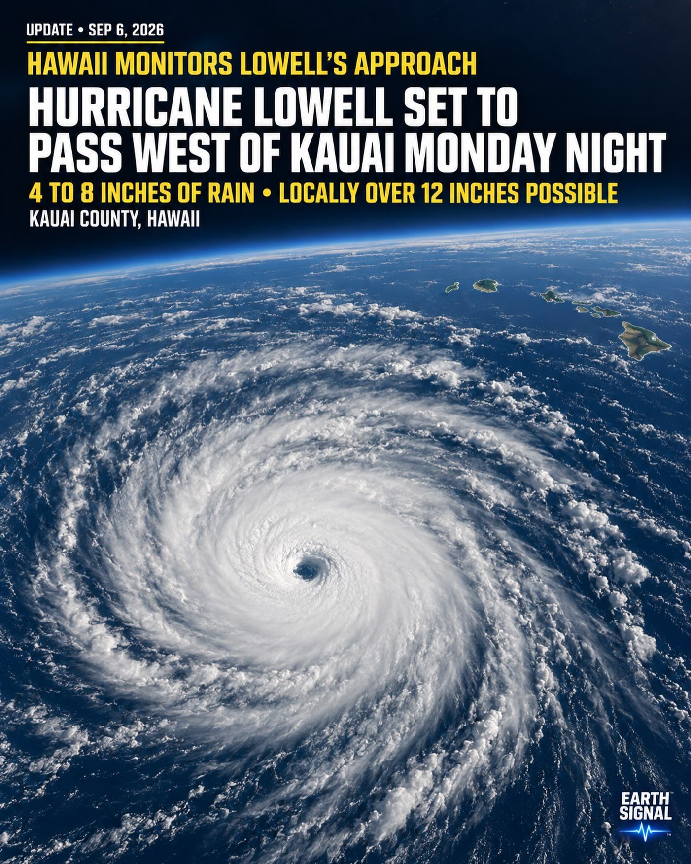 Hurricane Lowell's Path and Rainfall Forecast for Kauai
