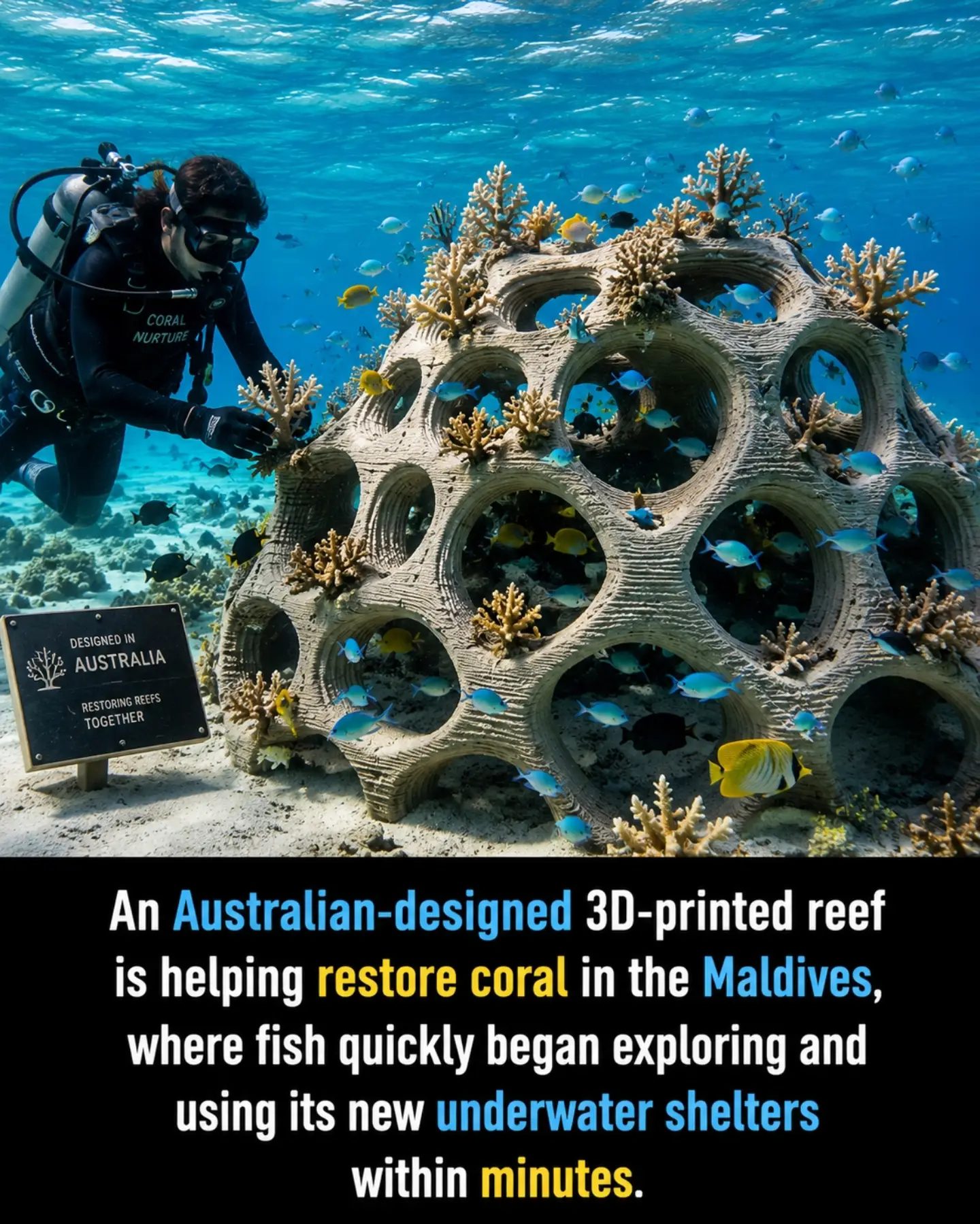 Innovative 3D-Printed Coral Structures Restore Maldives Reefs