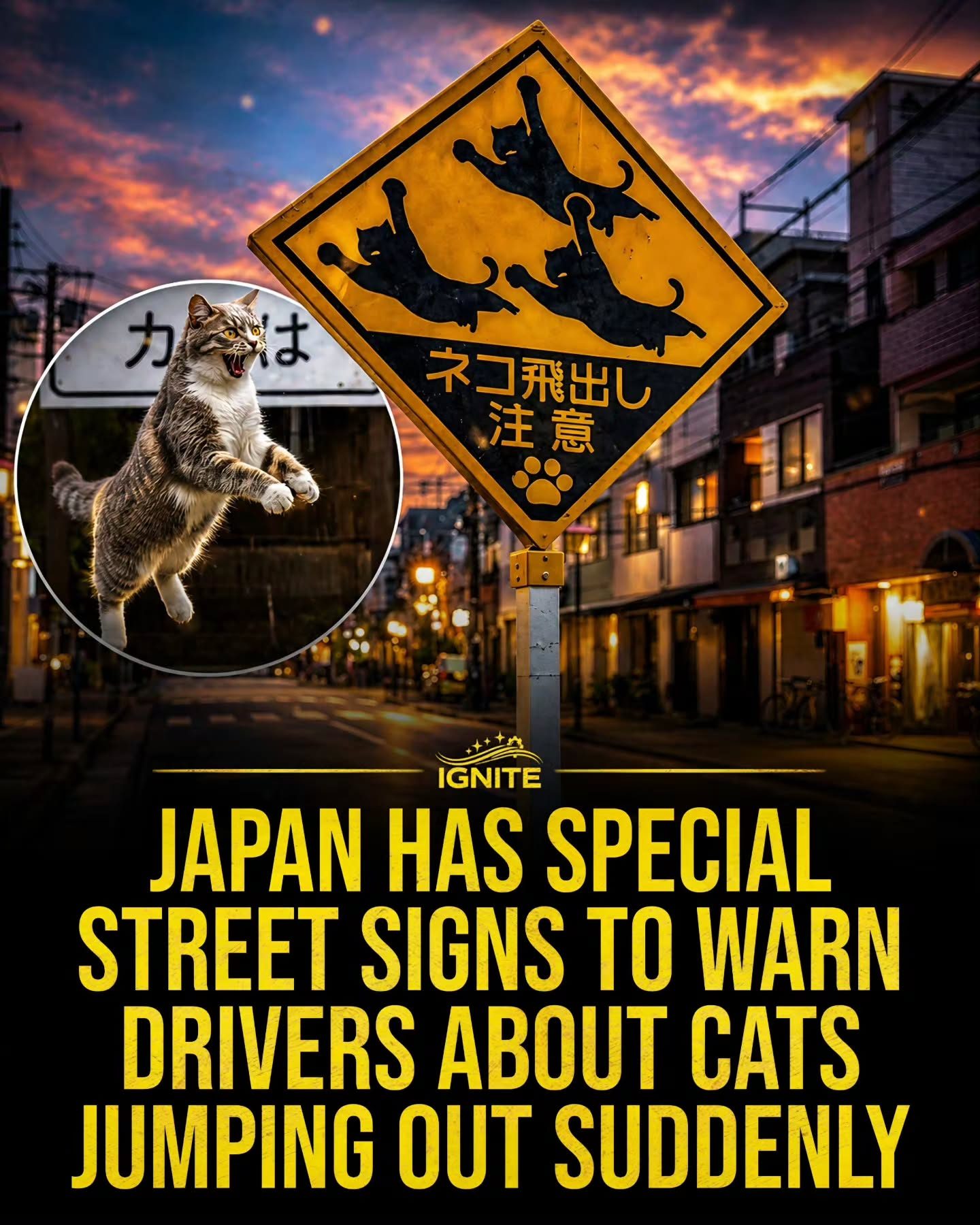 Japan's Whimsical Cat Warning Street Signs