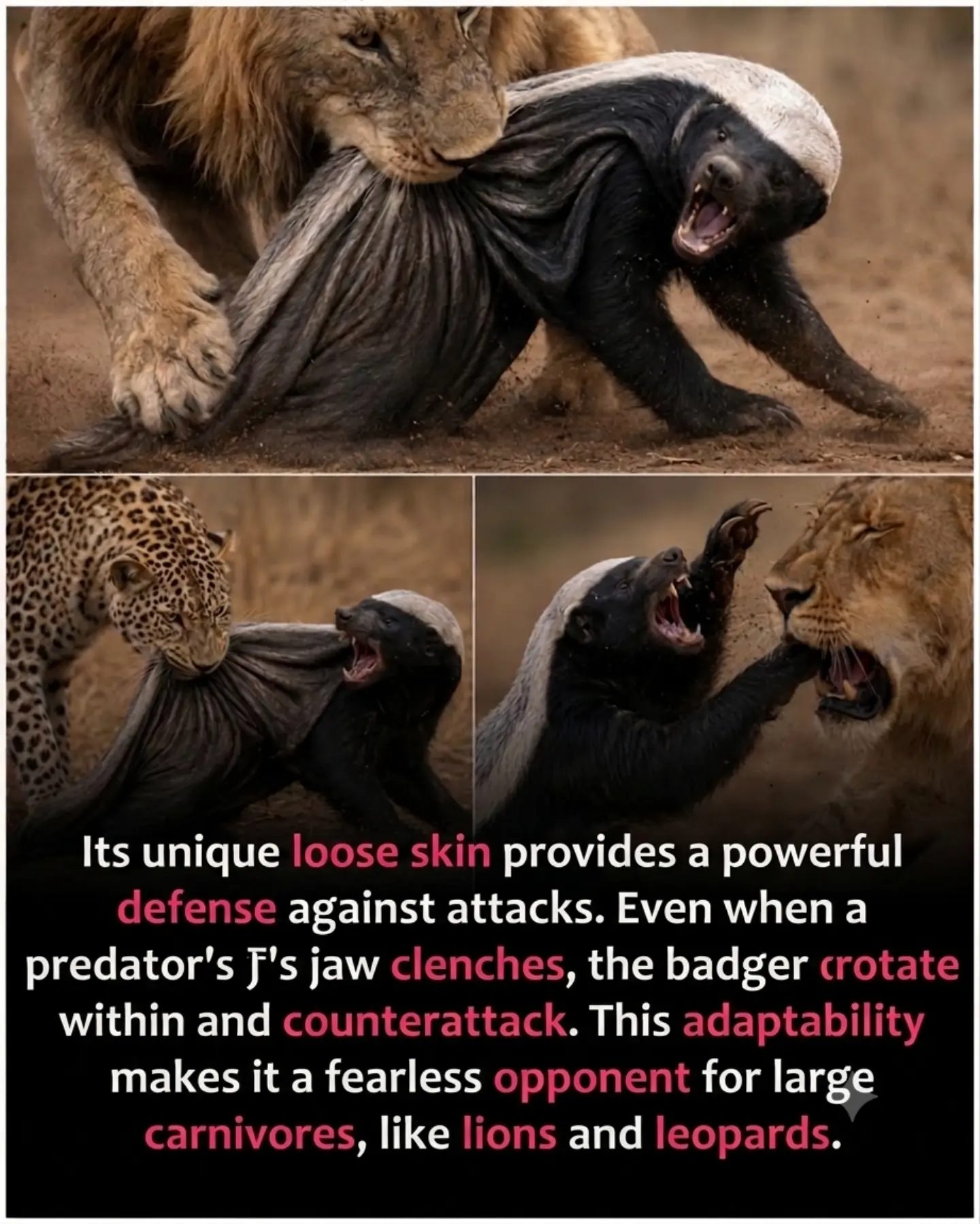 Honey Badger's Incredible Defense Against Lions and Leopards