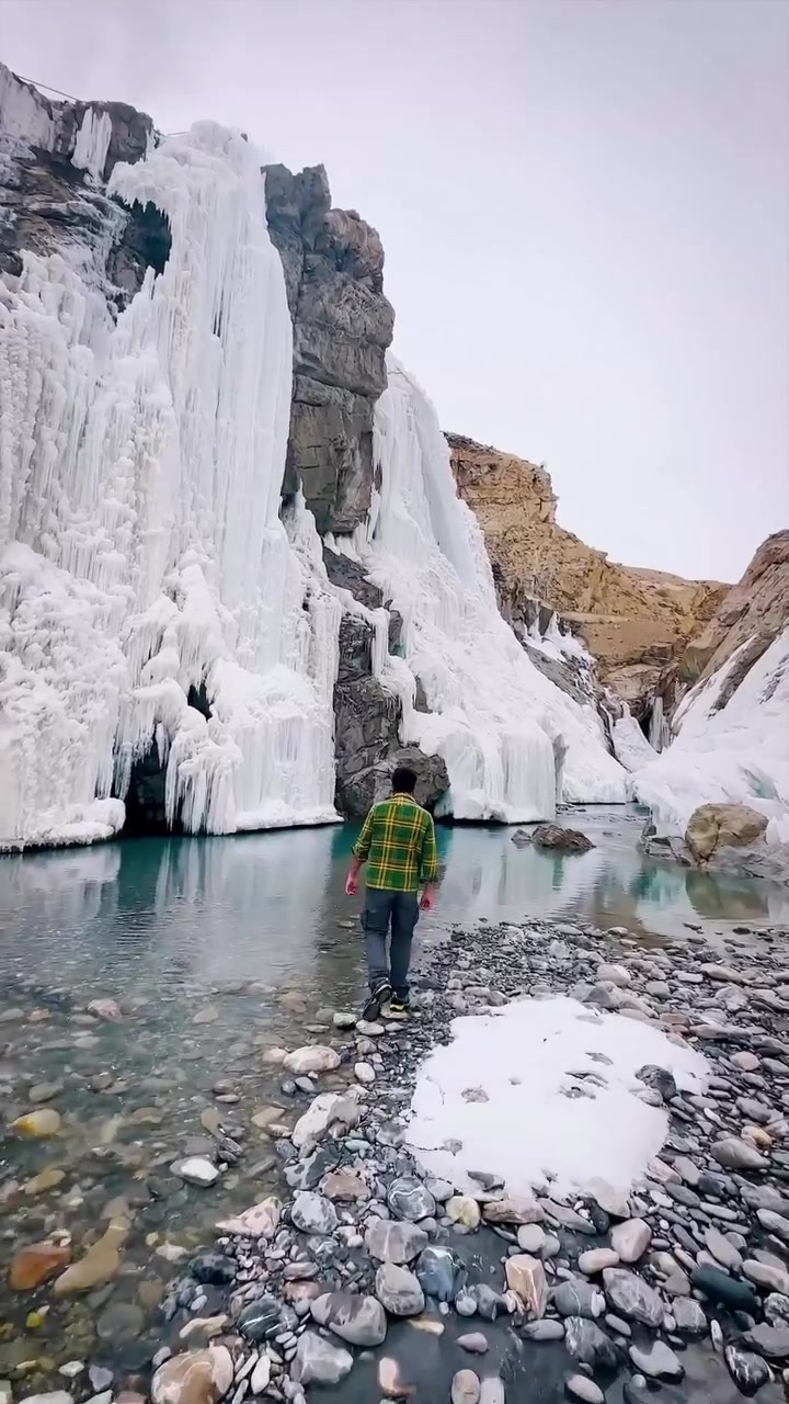 Lingti Waterfall's Frozen Beauty in Spiti Valley
